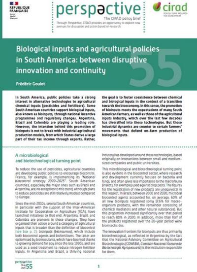 Biological inputs and agricultural policies  in South America: between disruptive  innovation and continuity | Perspective 55